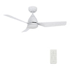 Carro Home ROQUE 44 inch 3-Blade Smart Ceiling Fan with LED Light Kit & Remote - White/White