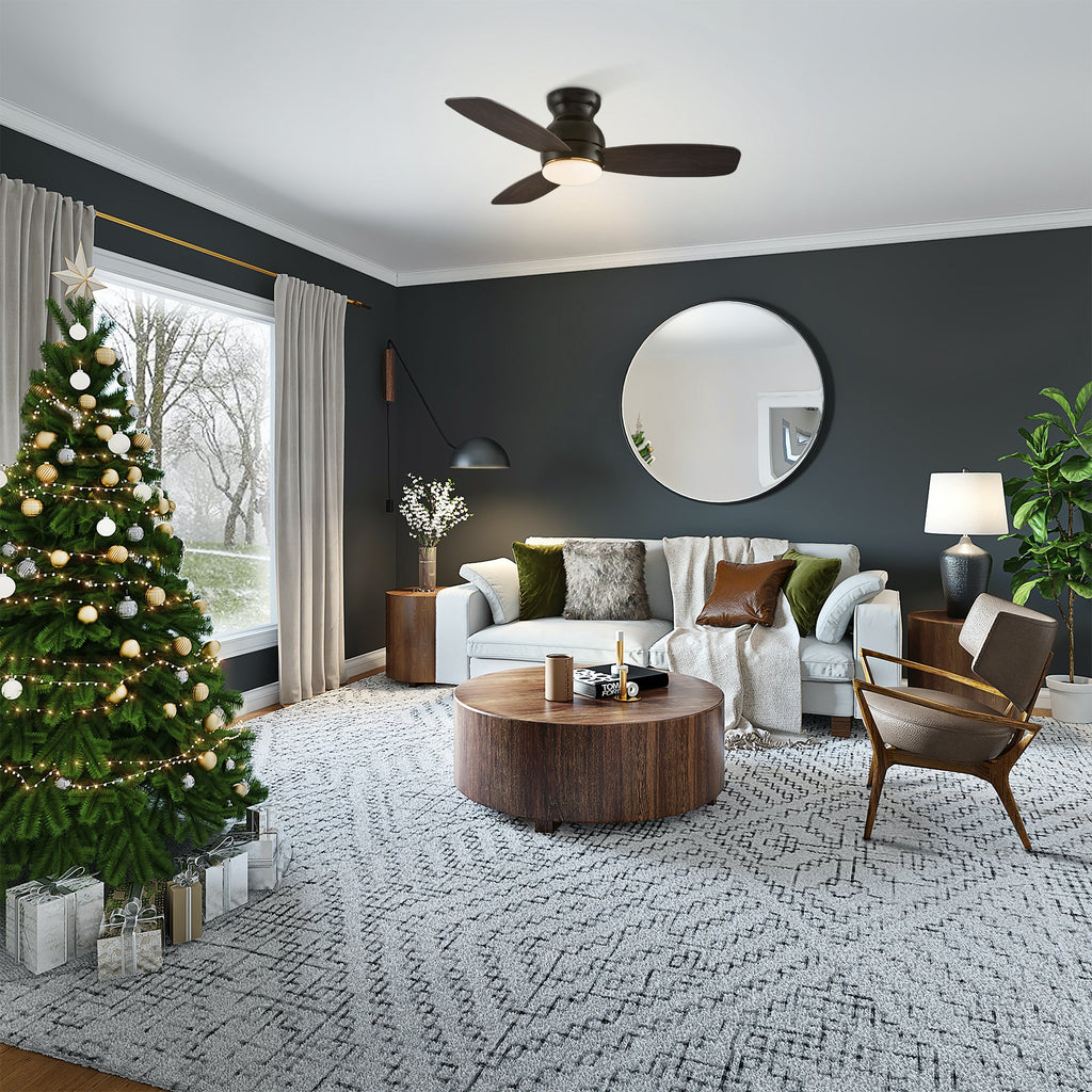 TRENTO 44 inch 3-Blade Flush Mount Smart Ceiling Fan with LED Light & Remote