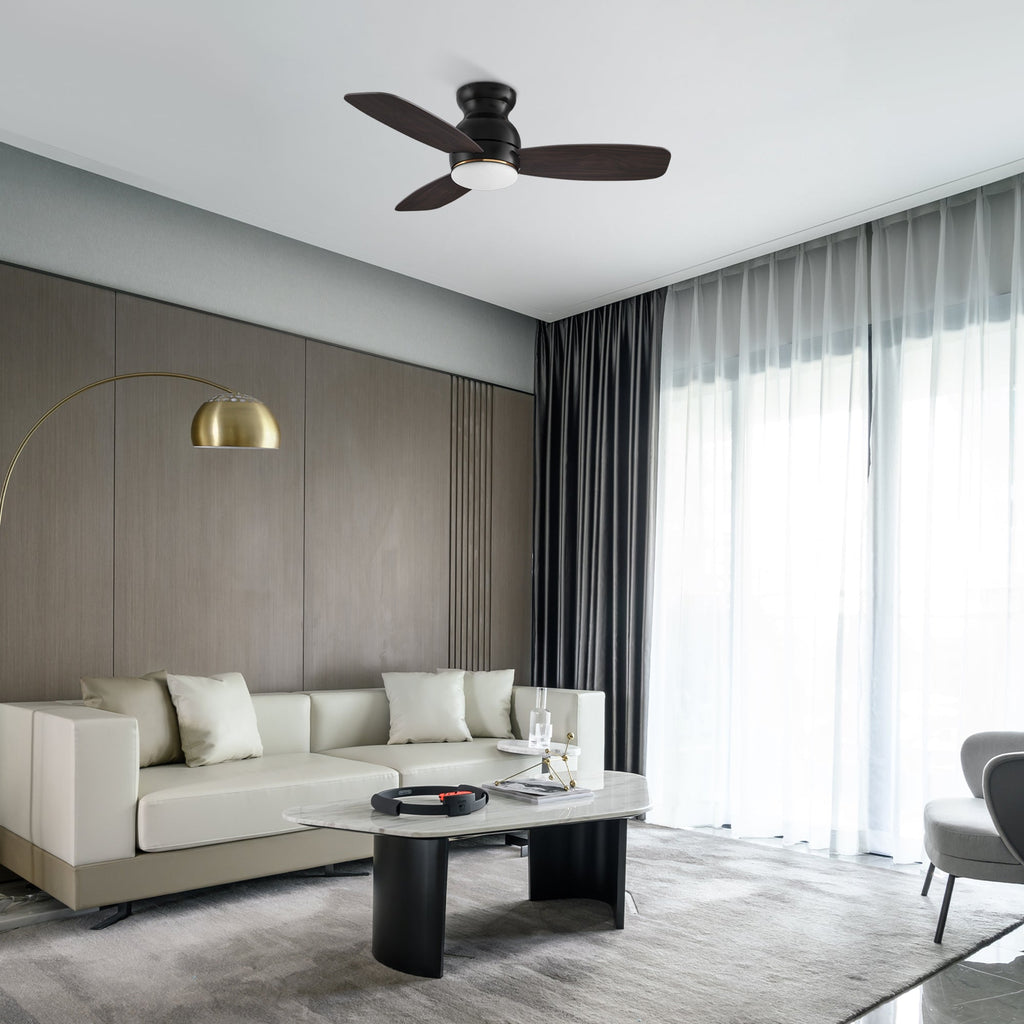 TRENTO 44 inch 3-Blade Flush Mount Smart Ceiling Fan with LED Light & Remote