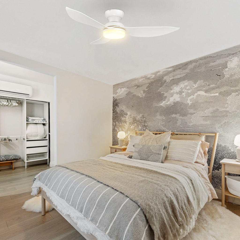 UPTON 45 inch 3-Blade Flush Mount Smart Ceiling Fan with LED Light & Remote