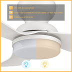 UPTON 45 inch 3-Blade Flush Mount Smart Ceiling Fan with LED Light & Remote