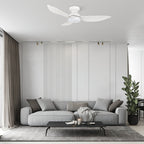 UPTON 45 inch 3-Blade Flush Mount Smart Ceiling Fan with LED Light & Remote