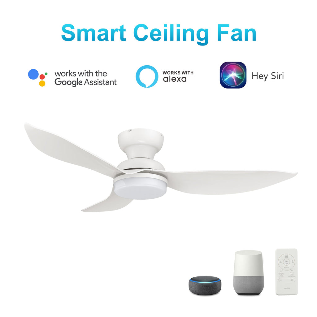 UPTON 45 inch 3-Blade Flush Mount Smart Ceiling Fan with LED Light & Remote