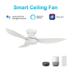 UPTON 45 inch 3-Blade Flush Mount Smart Ceiling Fan with LED Light & Remote