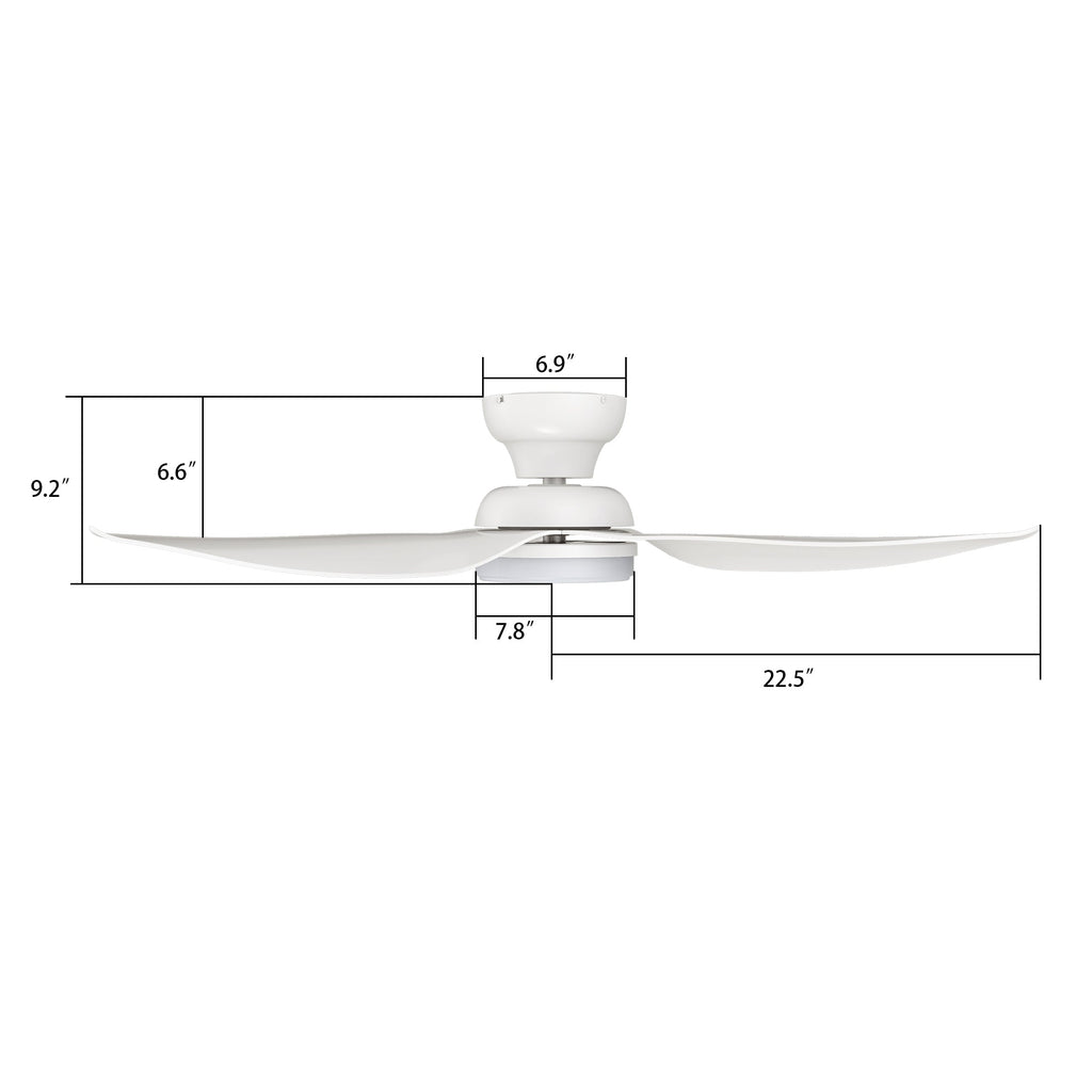 UPTON 45 inch 3-Blade Flush Mount Smart Ceiling Fan with LED Light & Remote