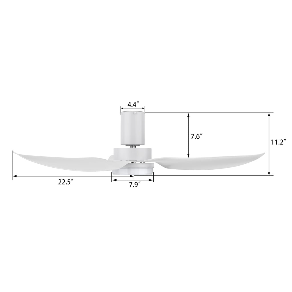 RYNA 45 inch 3-Blade Flush Mount Smart Ceiling Fan with LED Light & Remote