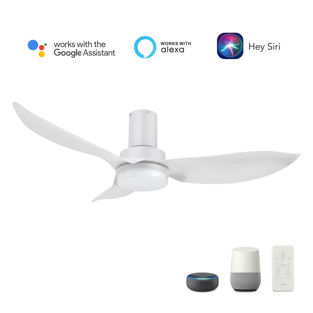 RYNA 45 inch 3-Blade Flush Mount Smart Ceiling Fan with LED Light & Remote