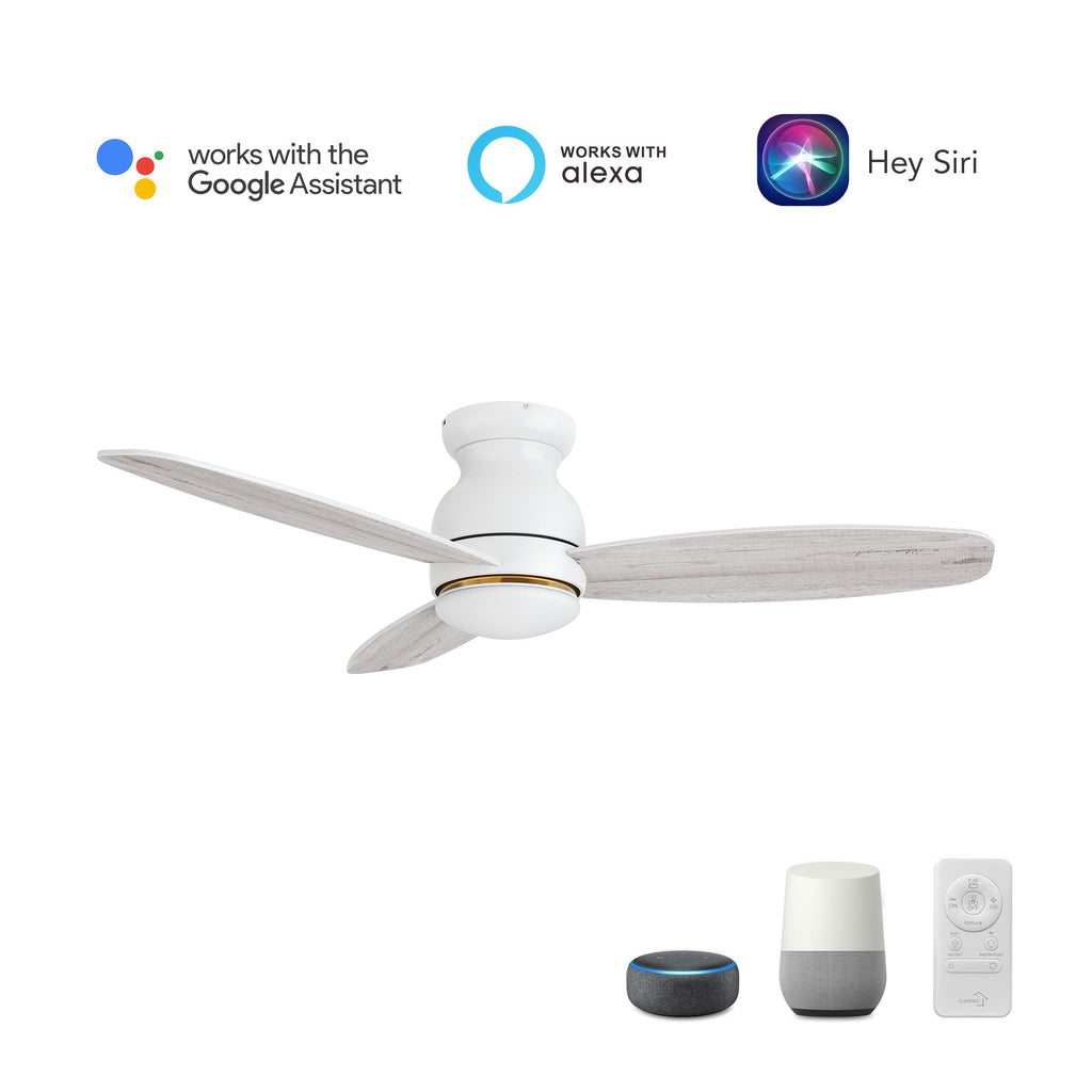 TRENTO 52 inch 3-Blade Flush Mount Smart Ceiling Fan with LED Light & Remote