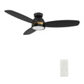 Carro FREMONT 48 inch 3-Blade Flush Mount Smart Ceiling Fan with LED Light Kit & Remote- Black/Black