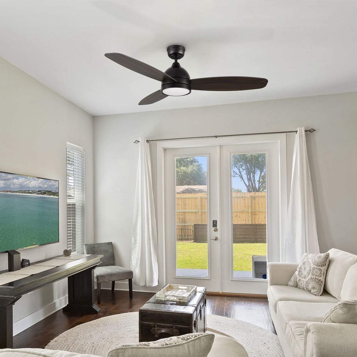FREMONT 52 inch 3-Blade Smart Ceiling Fan with LED Light & Remote