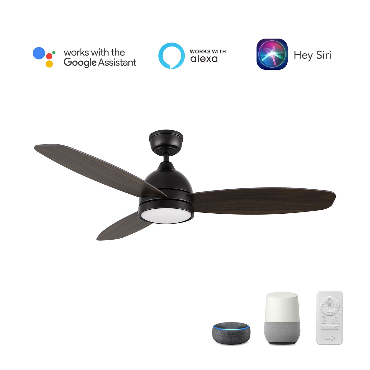 FREMONT 48 inch 3-Blade Smart Ceiling Fan with LED Light & Remote