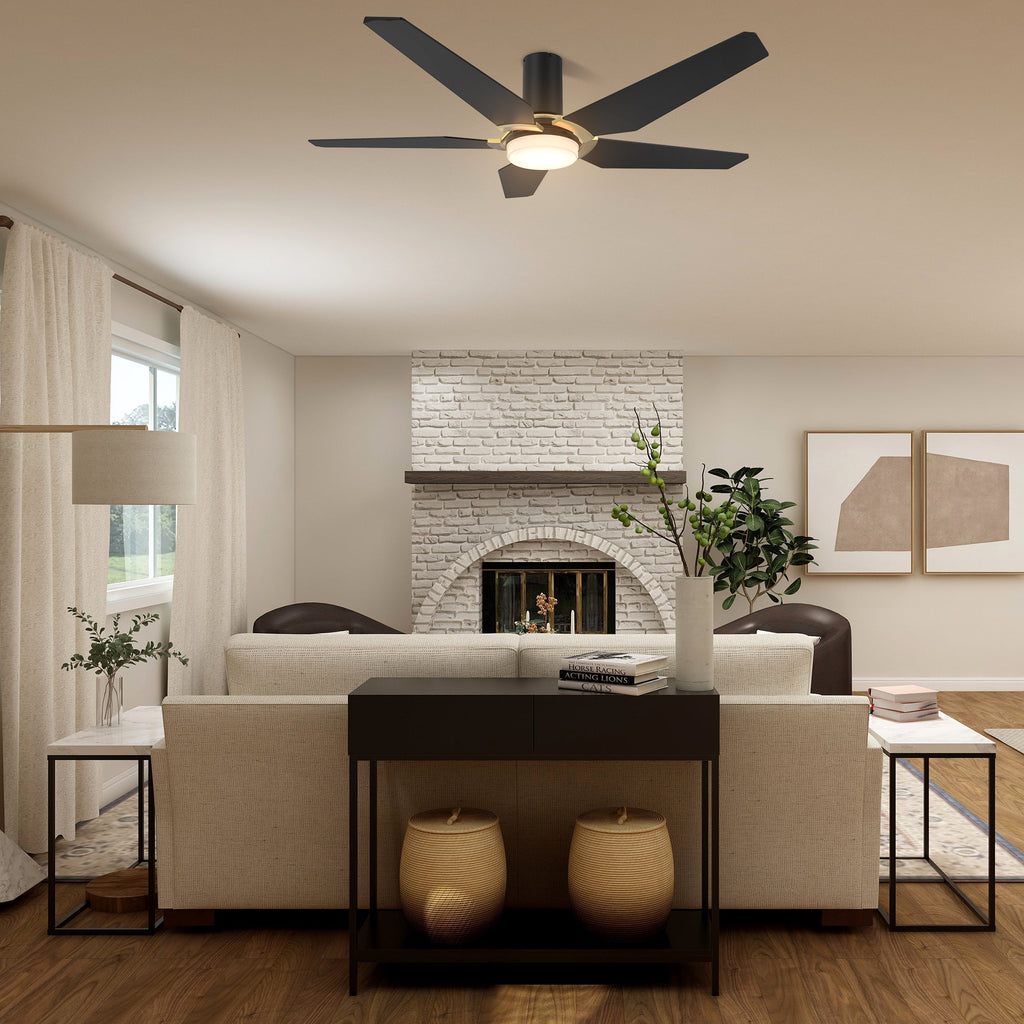 KAJ 48 inch 5-Blade Flush Mount Smart Ceiling Fan with LED Light & Remote