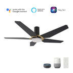 KAJ 48 inch 5-Blade Flush Mount Smart Ceiling Fan with LED Light & Remote