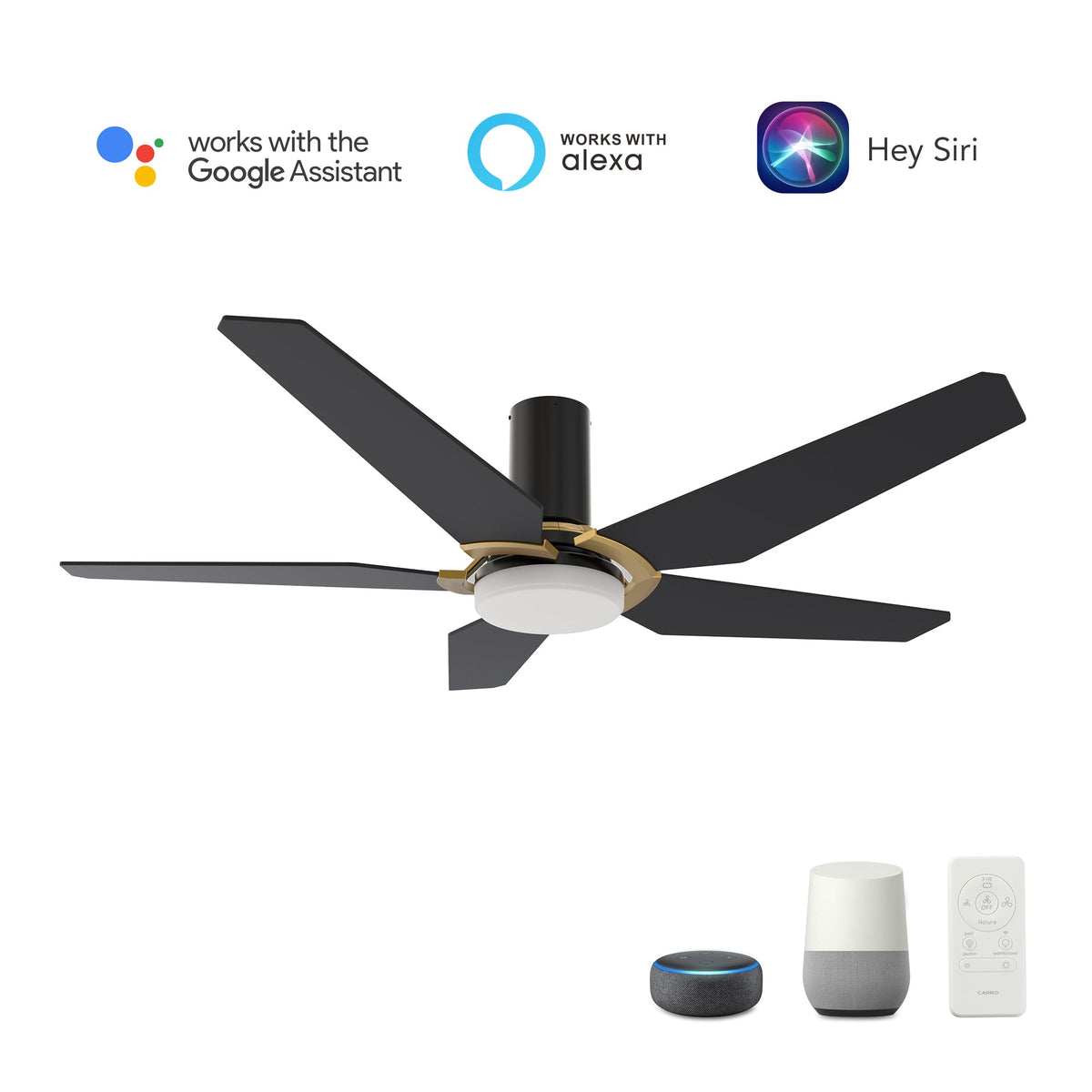 KAJ 48 inch 5-Blade Flush Mount Smart Ceiling Fan with LED Light & Remote