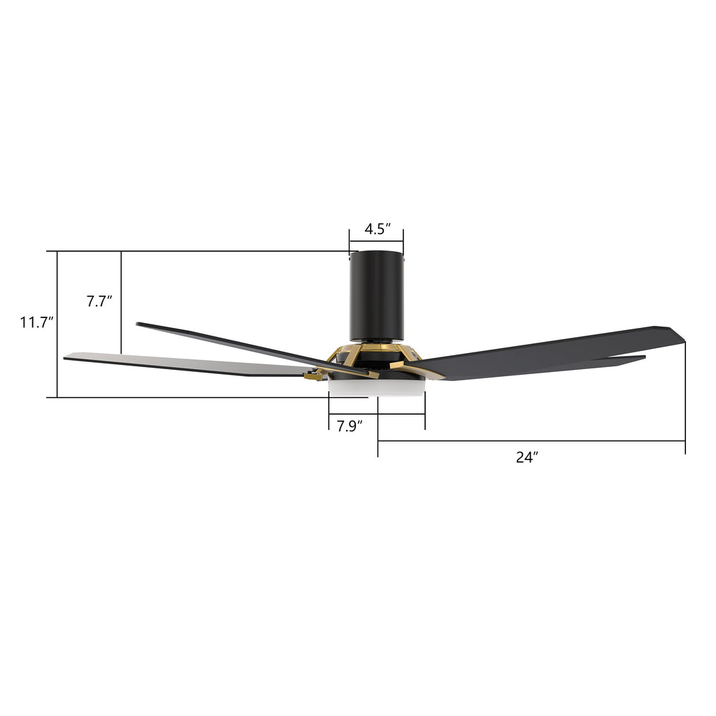 KAJ 48 inch 5-Blade Flush Mount Smart Ceiling Fan with LED Light & Remote