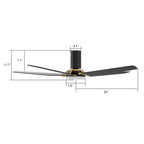 KAJ 48 inch 5-Blade Flush Mount Smart Ceiling Fan with LED Light & Remote