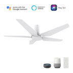 KAJ 48 inch 5-Blade Flush Mount Smart Ceiling Fan with LED Light & Remote