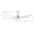 KAJ 48 inch 5-Blade Flush Mount Smart Ceiling Fan with LED Light & Remote
