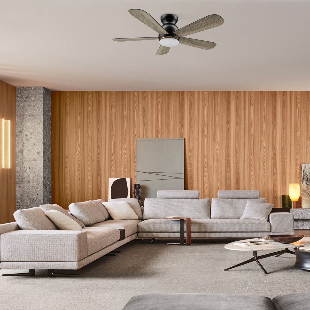 DUBOIS 48 inch 5-Blade Flush Mount Smart Ceiling Fan with LED Light & Remote