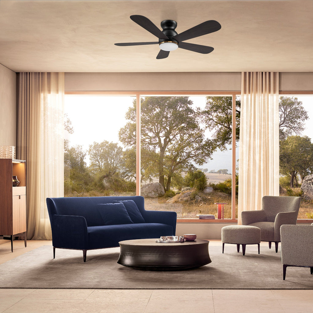 DUBOIS 48 inch 5-Blade Flush Mount Smart Ceiling Fan with LED Light & Remote