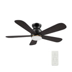 Carro DUBOIS 48 inch 5-Blade Flush Mount Smart Ceiling Fan with LED Light Kit & Remote- Black/Walnut & Barnwood (Reversible Blades)