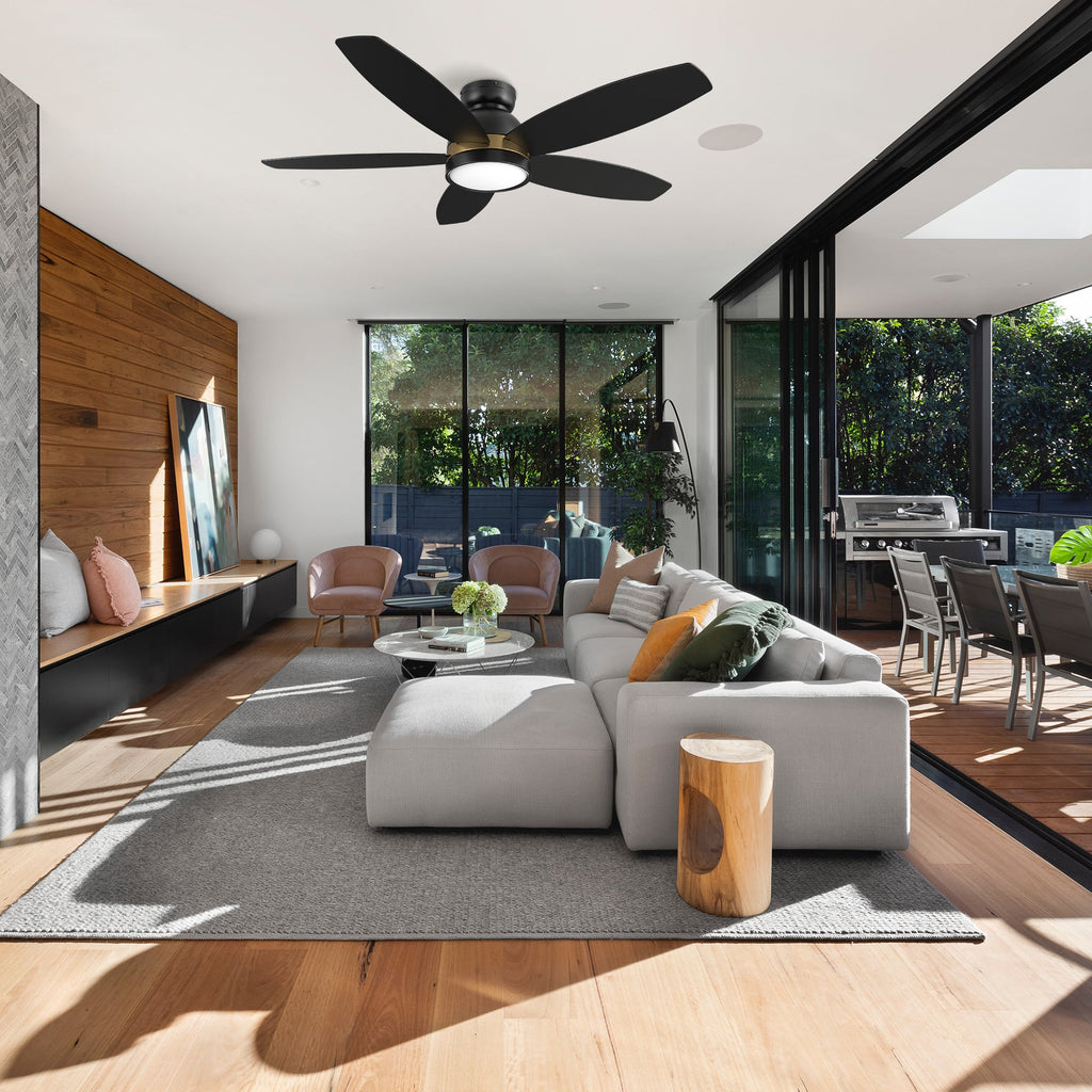 FREMONT 48 inch 5-Blade Flush Mount Smart Ceiling Fan with LED Light & Remote