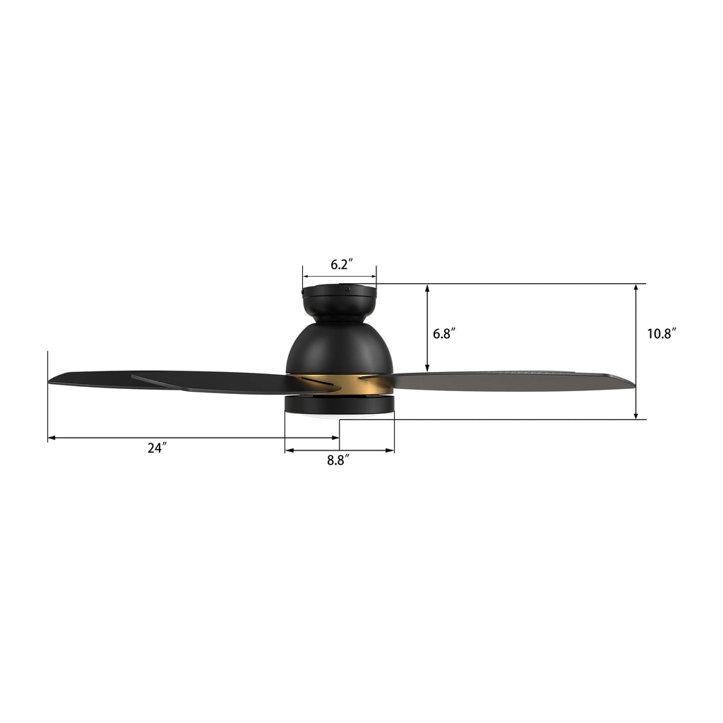 FREMONT 48 inch 5-Blade Flush Mount Smart Ceiling Fan with LED Light & Remote