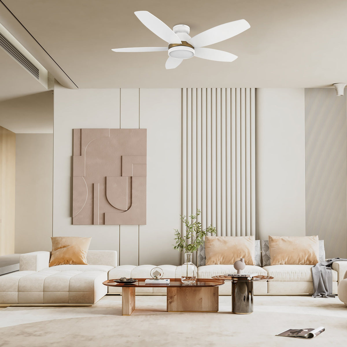 FREMONT 48 inch 5-Blade Flush Mount Smart Ceiling Fan with LED Light & Remote