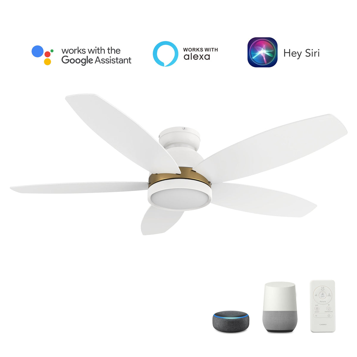 FREMONT 48 inch 5-Blade Flush Mount Smart Ceiling Fan with LED Light & Remote