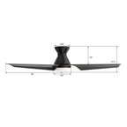KREIS 52 inch Flush Mount 3-Blade Smart Ceiling Fan with LED Light & Remote
