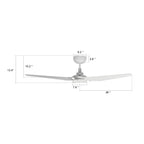 KAJ 52 inch 3-Blade Smart Ceiling Fan with LED Light & Remote