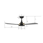 BRISA 52 inch 3-Blade Smart Ceiling Fan with LED Light & Remote