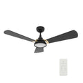 Carro Home BRISA 52 inch 3-Blade Smart Ceiling Fan with LED Light & Remote Control - Black/Black (Gold Details) Fan Blades