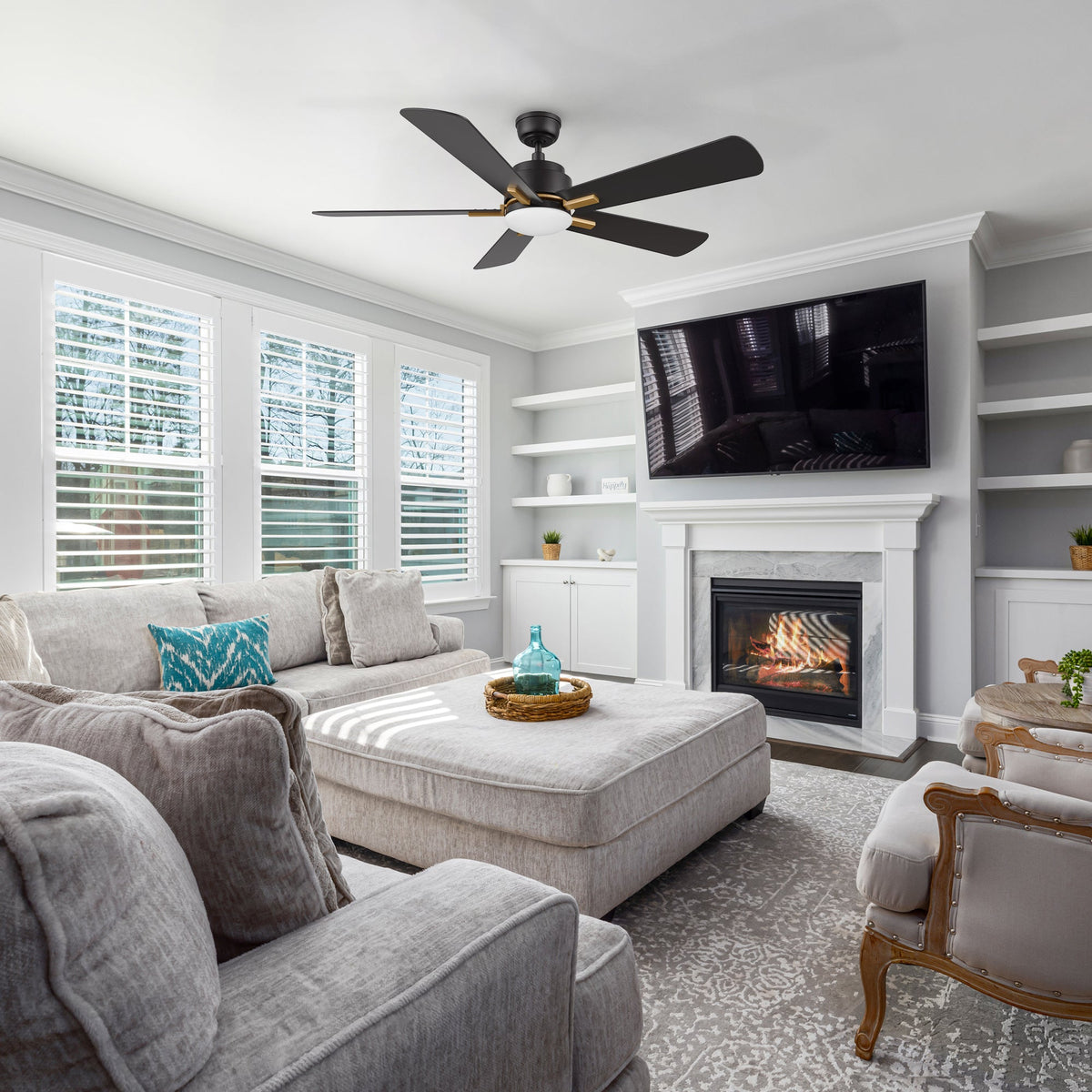 OLINDA 52 inch 5-Blade Smart Ceiling Fan with LED Light & Remote
