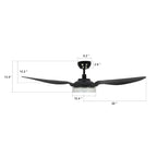 FLETCHER 52 inch 3-Blade Smart Ceiling Fan with LED Light & Remote