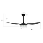FLETCHER 52 inch 3-Blade Smart Ceiling Fan with LED Light & Remote