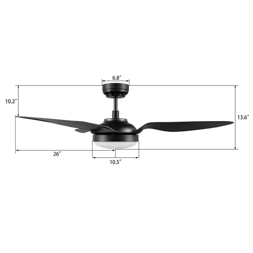 VENA 52 inch 3-Blade Smart Ceiling Fan with LED Light & Remote