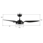 VENA 52 inch 3-Blade Smart Ceiling Fan with LED Light & Remote