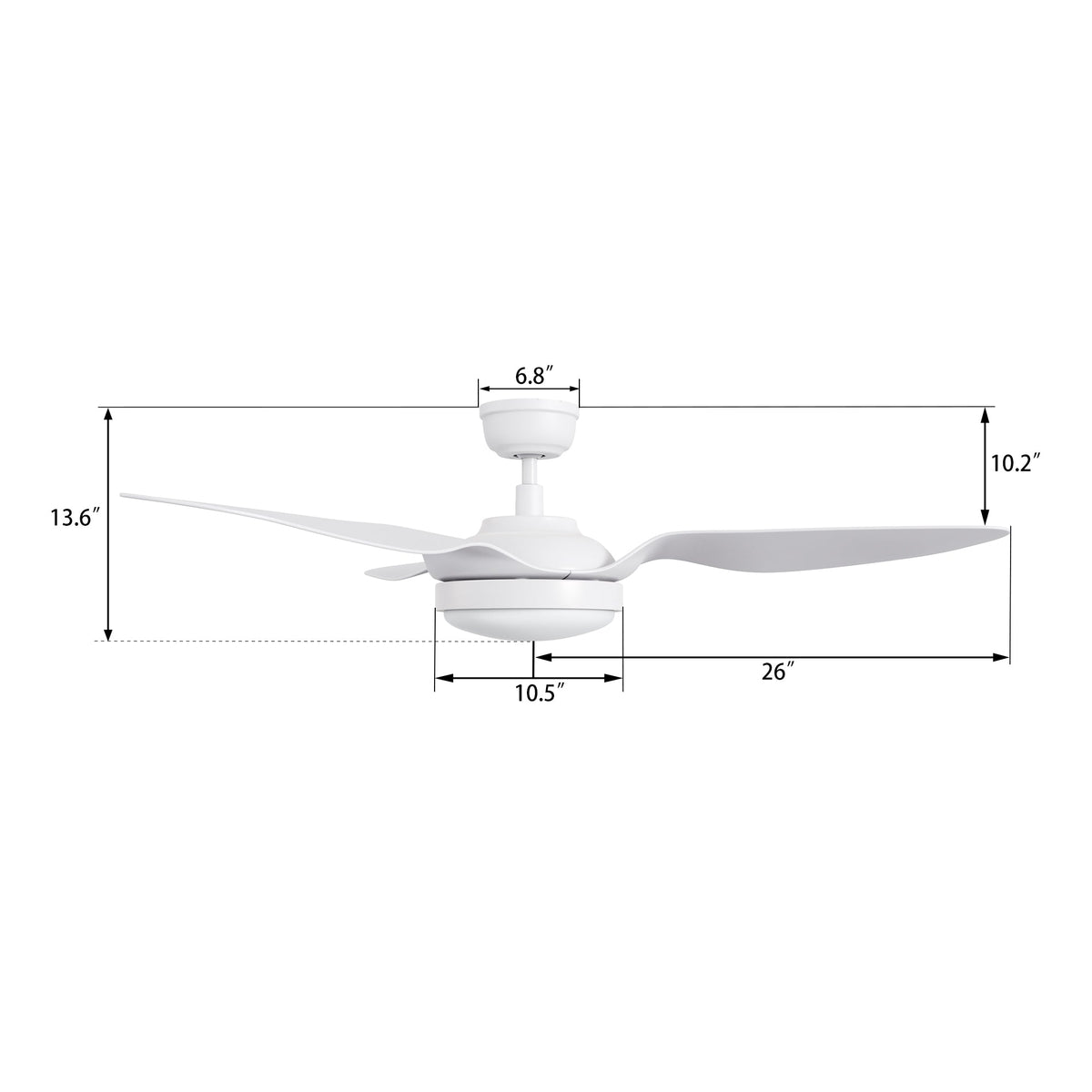 VENA 52 inch 3-Blade Smart Ceiling Fan with LED Light & Remote