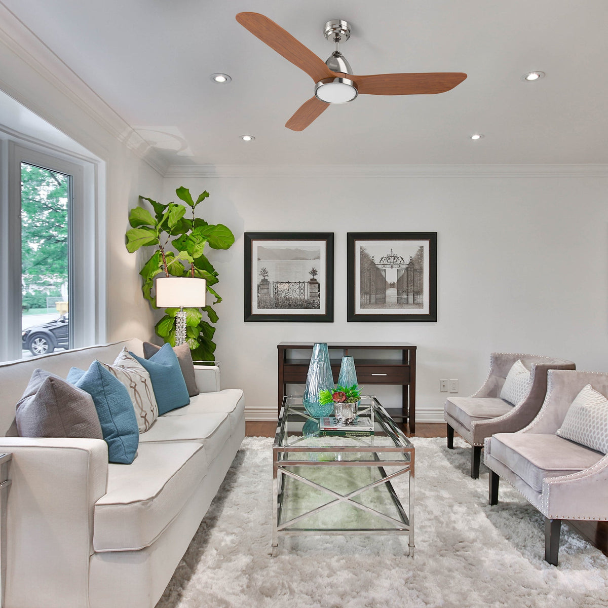 GARRICK 52 inch 3-Blade Smart Ceiling Fan with LED Light & Remote