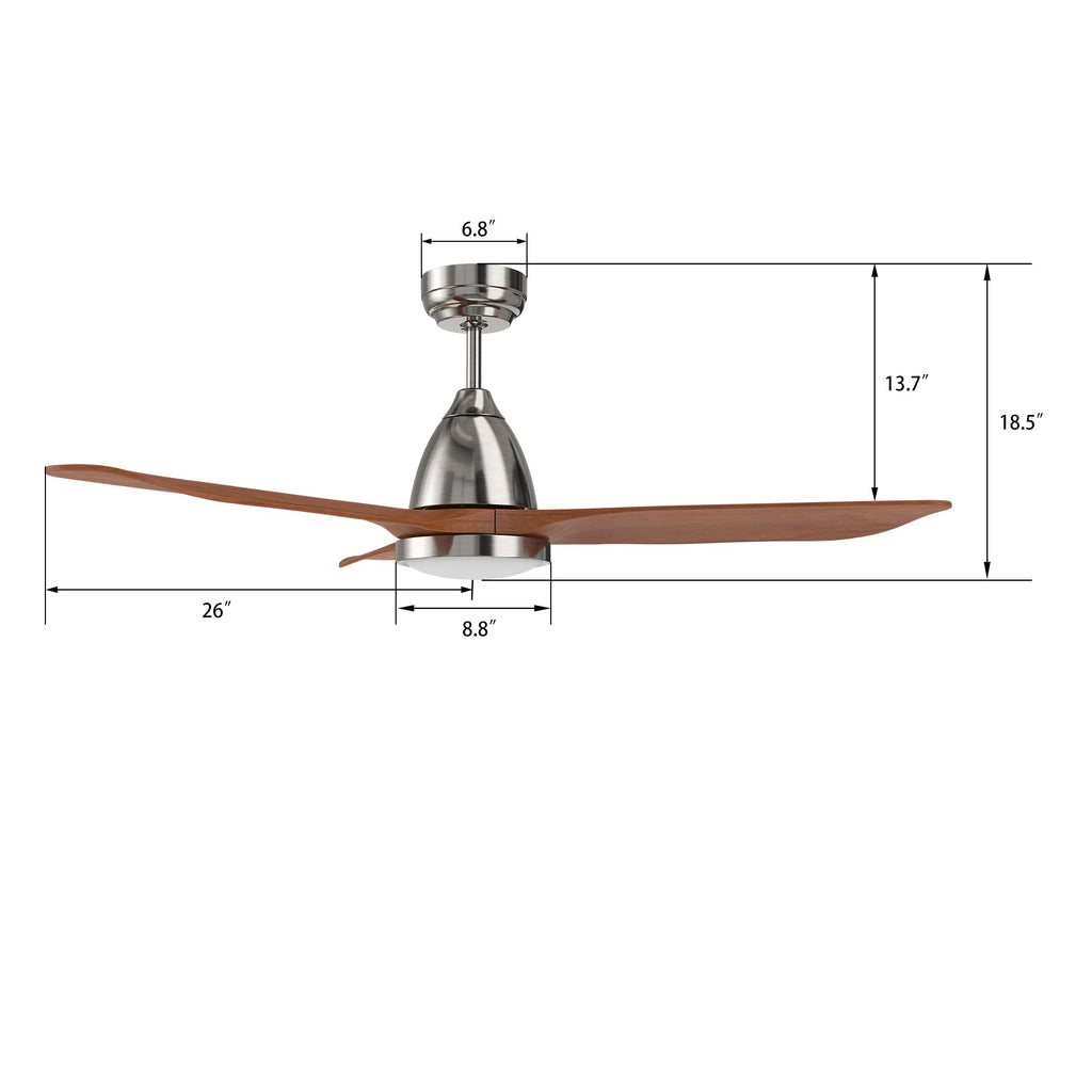GARRICK 52 inch 3-Blade Smart Ceiling Fan with LED Light & Remote