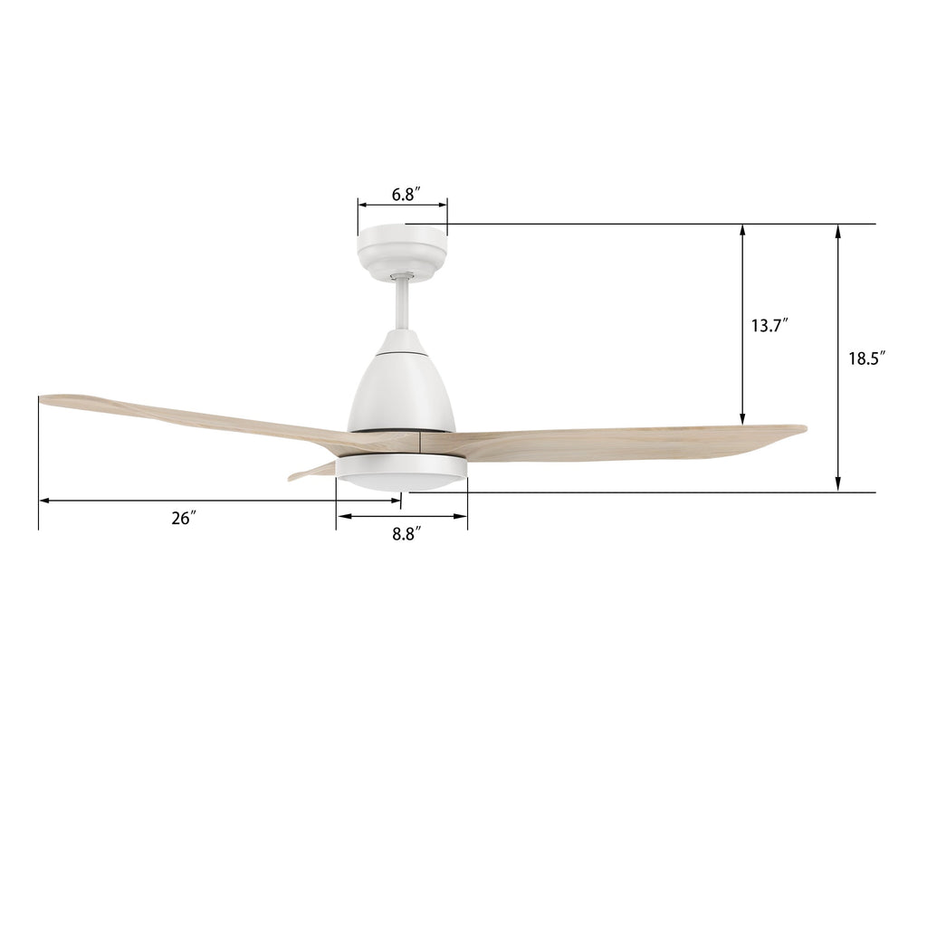 GARRICK 52 inch 3-Blade Smart Ceiling Fan with LED Light & Remote