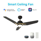 CALEN 52 inch 3-Blade Smart Ceiling Fan with LED Light & Remote