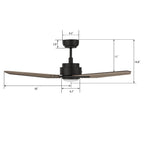 CALEN 52 inch 3-Blade Smart Ceiling Fan with LED Light & Remote