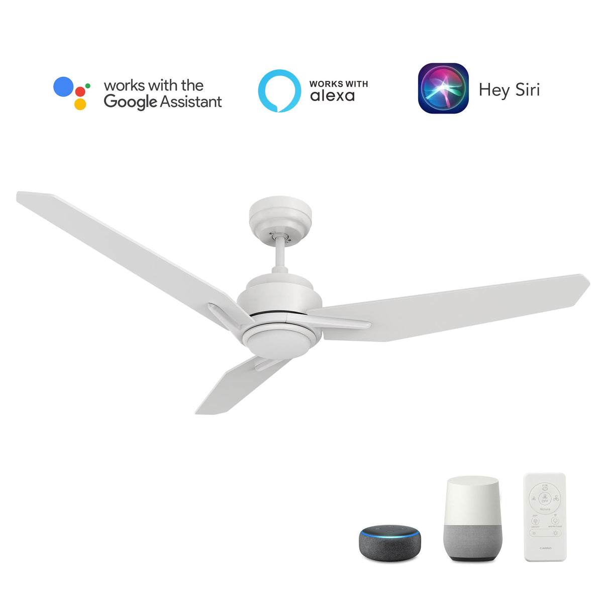 CALEN 52 inch 3-Blade Smart Ceiling Fan with LED Light & Remote