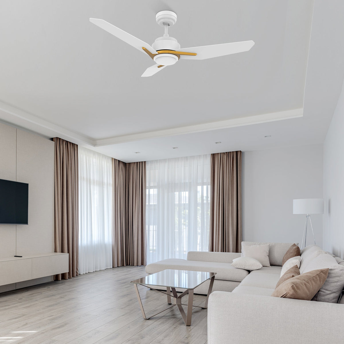 CALEN 52 inch 3-Blade Smart Ceiling Fan with LED Light & Remote