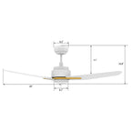 CALEN 52 inch 3-Blade Smart Ceiling Fan with LED Light & Remote