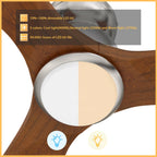 AKRON 52 inch 3-Blade Flush Mount Smart Ceiling Fan with LED Light & Remote
