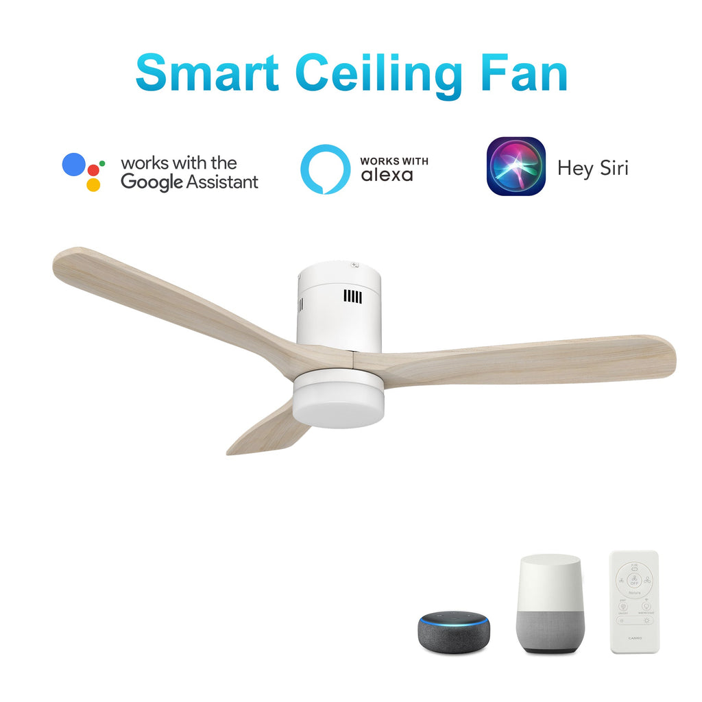 LABELLE 52 inch 3-Blade Flush Mount Smart Ceiling Fan with LED Light & Remote
