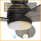 TRENTO 52 inch 3-Blade Flush Mount Smart Ceiling Fan with LED Light & Remote